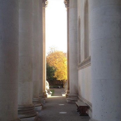 An image by Richard Farleigh - the front of the museum