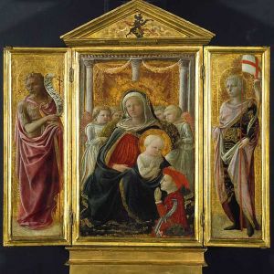 Triptych with the Virgin and Child, St. John the Baptist and St. Ansanus, late 1420s