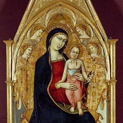 Madonna and Child enthroned, with four angels