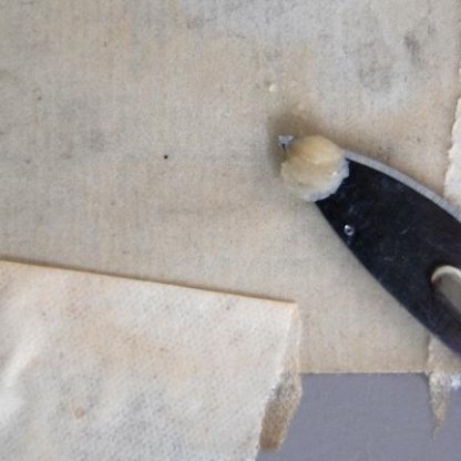 Conservator removing backing paper