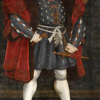 Henry VIII (1491-1547), King of England and Founder of Trinity College. Painted c. 1567 by Hans Eworth (1520-74) after Hans Holbein (1497 - 1543). Image copyright The Master and Fellows of Trinity Col