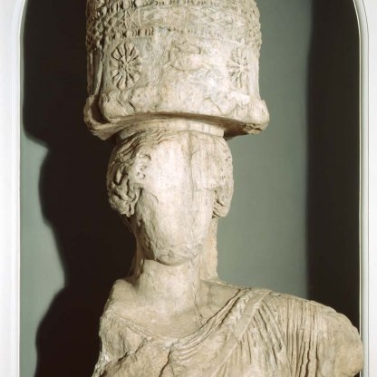 The top section of an Eleusis caryatid from the Greek and Roman gallery