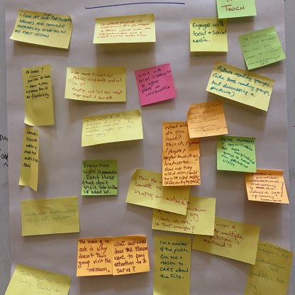 writing on post it notes and paper
