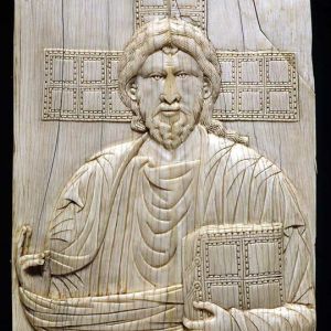 An ivory plaque depicting Christ Pantokrator