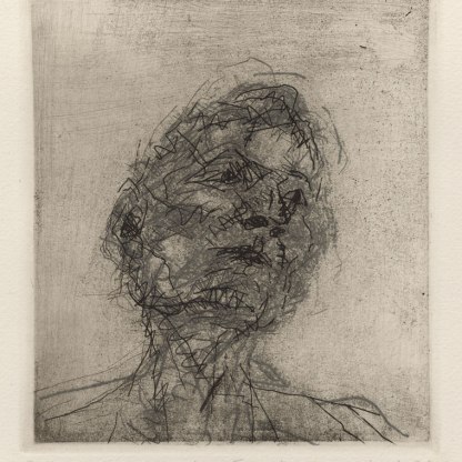 Etching of Lucian Freud by Frank Auerbach (1981)