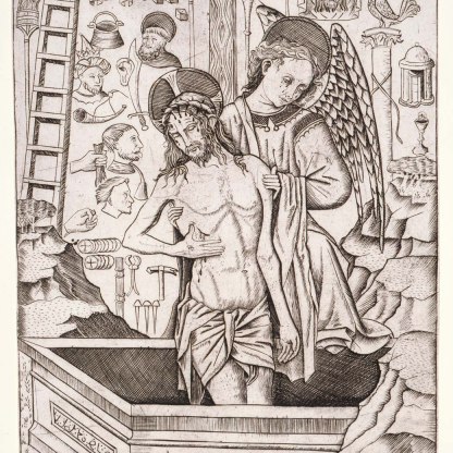 Florentine print, c 1500 depicting Christ on the Cross