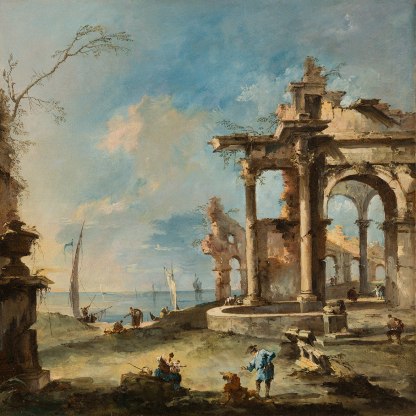 A capriccio ruined building by the coast, with figures, Francesco Guardi (1712-1793) © The Fitzwilliam Museum, Cambridge,