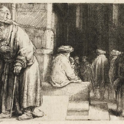 Jews in the synagogue, by Rembrandt