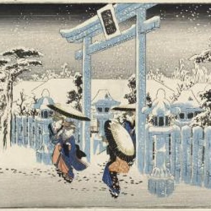 Japanese print of a winter scene