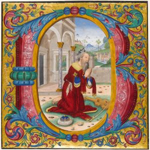 King David Initial B from an Antiphoner, Italy, Bologna or Rome, c.1490-1500