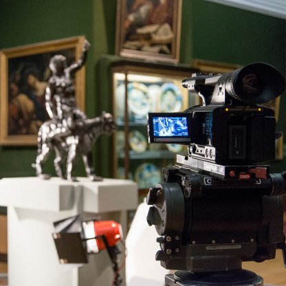 A highlight image for Filming in a gallery, camera in the foreground