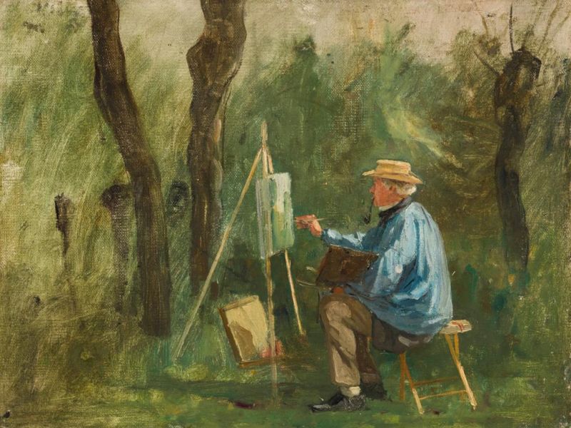 Highlight image for Eugène Decan Corot at His Easel, Crécy-en-Brie
