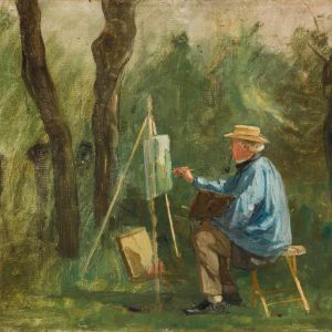 Painting at an easel