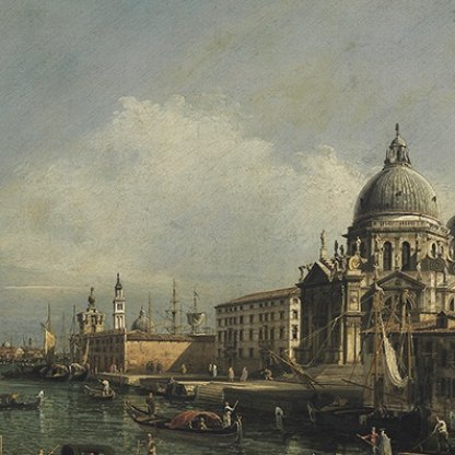 A view at the entrance to the Grand Canal in Venice